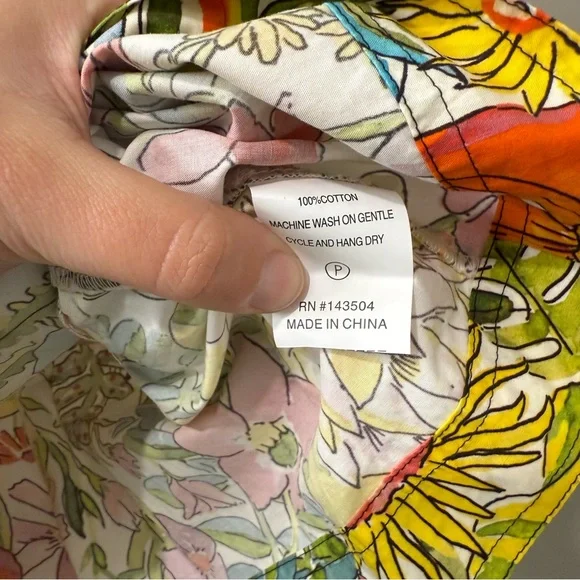 Marie Oliver Olive Ruffle Peplum Blouse Botanic Floral Cotton Poplin S Spring - Picture 5 of 6